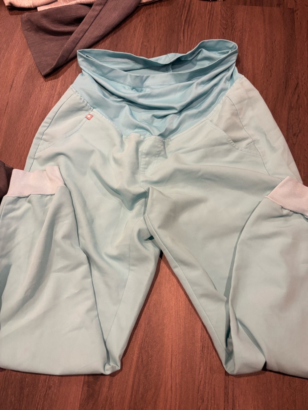 Figs Mint Fold-Over Waist Track Joggers